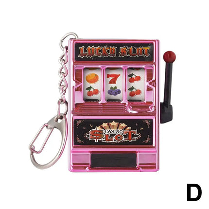 Creative Playable Mini Fruit Machine Keychain Lottery Machine Game Keychain Pendant Simulation Toy Key Gift Accessories