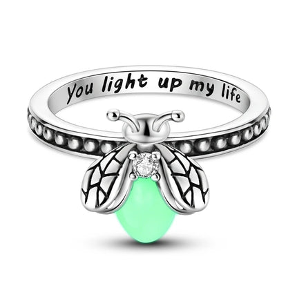 Fashion Original Luminous Firefly Rings 100% 925 Silver Eternal Heart-Shaped Zircon Rings Fine Wedding Engagement Jewelry Gifts