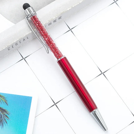 50pcs/Lot Crystal Metal Ballpoint Pen Fashion Creative Stylus Touch for Writing Stationery Office School Gift Free Custom Logo