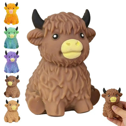 Highland Cow Squishy Toy Slow Rising Stress Relief Fidget Ball Cute Stuffed Animal Squeeze Toy for Kids Adults Birthday Gift