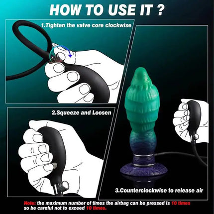Inflatable Fantasy Monster Dildo Adjustable Big Knot Raised Thorns Realistic Texture Silicone Adult Toy for Beginners Advanced