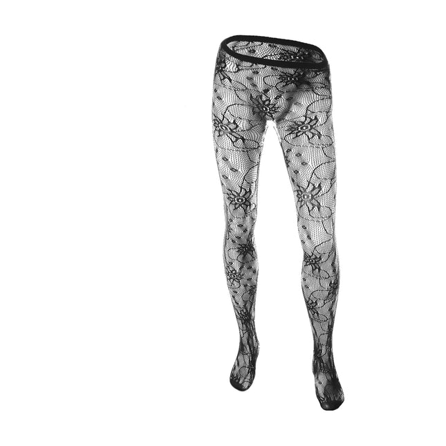 Sexy Men Long Fishnet Thigh High Body Lace Stockings Man Fish Net Hollow Out Pantyhose Mesh Nylon Tights Lingerie See-through