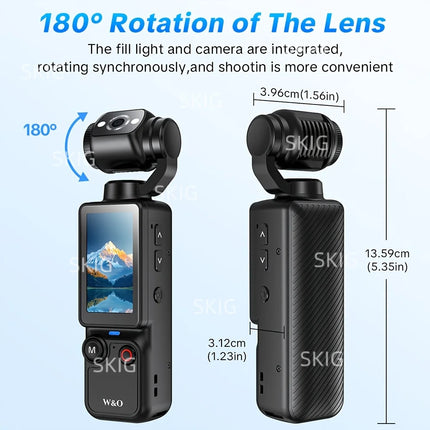 SKIG 1080P FHD Video Camera with 1.9" CMOS, USB Rechargeable, 180° Rotating Action Camcorder for Vlogging, Vlogging Camera