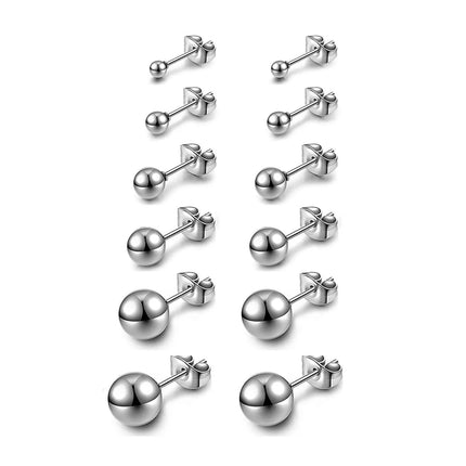 3-8mm Small Black Silver Color Earrings Stone CZ Crystal Ear Studs Surgical Steel Cubic Zirconia Helix Earring Women Accessories