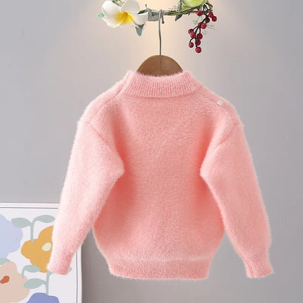 Playful and cute Cartoon Rabbit Pattern Kids Girls Sweaters Floral Pullover Cotton Sweatshirt Autumn Winter Bunny Outfit IY1125
