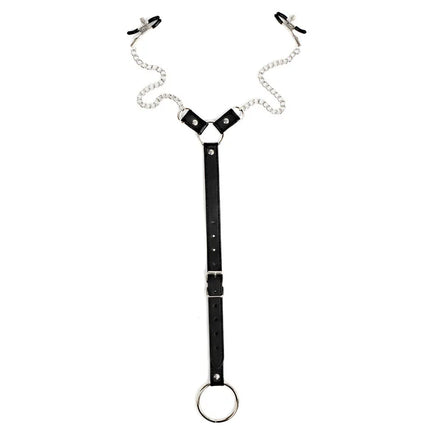 Nipple Clamps with Penis Ring Stainless Metal Long Chain Testis Bondage Nipple Stimulator Erotic BDSM Sex Toys for Couples