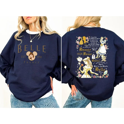 Disney Princess Belle Women's Hoodie Autumn/Winter New Men's and Women's Casual Fashion Harajuku Street Hoodie