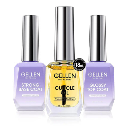 GELLEN Nail Polish Set 18ml 4PCS Kit Base Coat Top Gel Cuticle Softener Oil Salon Quality Manicure Pedicure Valentines Gift