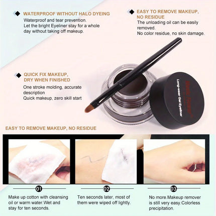 Rich Color Rendering Eyeliner Cream,Smudge Proof Waterproof Easy Coloring Makeup Cosmetic,( Brown, Blue Purple, Green And Black)