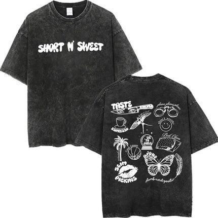 Retro Washed Sabrina Carpenter Merch T-shirt Y2k Fashion Aesthetic Short Sleeved Summer Men's Women's Casual Oversized T-shirt