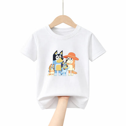 Soft Cotton Childrens T Shirt Bluey Theme 2026 New Breathable Loose Fit Tee for Boys Girls Holiday Gift