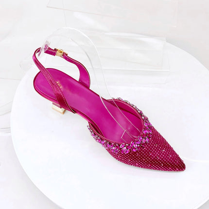 Insightlink Lady High Heels Crystals Shoes and Bag Set Rhinestone Handbag with Sandals for Wedding Gems Clutch Purse with Shoes