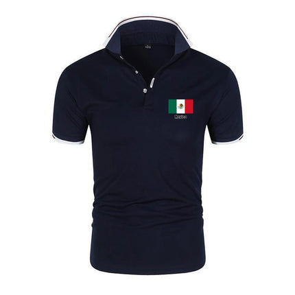 2026 Mexico Flag Summer New Men's Football Team Print Six-color Polo Shirt Casual Regular Fashion Lapel Tops Short Sleeve