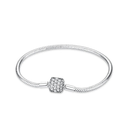 Original 925 Sterling Silver Bracelets Bangles Love Heart Clip Charms Beads Snake Chains For Women Rose Gold DIY Luxury Jewelry