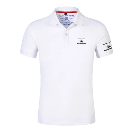 Don't Be A Loser, Keep Gambling Printing Fashion 2025 New Men's Summer Solid Color Short Sleeve Classic Slim Fit Polo Shirt Tops