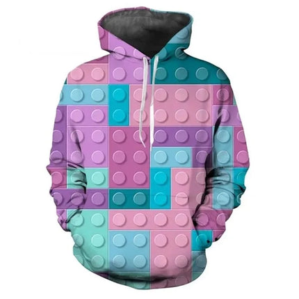 Toy Building Blocks 3D Printed Pop Hoodies For Men Clothing Toys Graphic Women Hooded Sweatshirts Mens Fashion Cool Pullovers