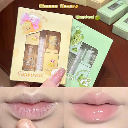 2Pcs Moisturizing Lip Balm & Lip Oil Set Deep Hydration Lip Care Kit Reduces Lip Lines Plumps Lips for Soft And Smooth Pout