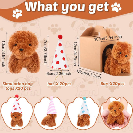 6-20Set Mini Plush Puppy Stuffed Dogs Adopt A Pet Dog Set with Paper Boxes Animals Bulk for Birthday Animal Theme Party Favors