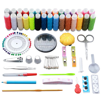 Complete Sewing Kit with Threads Needles Scissors Tape Measure Buttons Portable Travel DIY Embroidery Handwork Sewing Tool Set