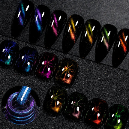 MEET ACROSS 8ml Magnetic Nail Polish Dubble Light Cat Eye Gel Nail Polish Semi-permanent Nail Polish Without Lamp Wave Polish