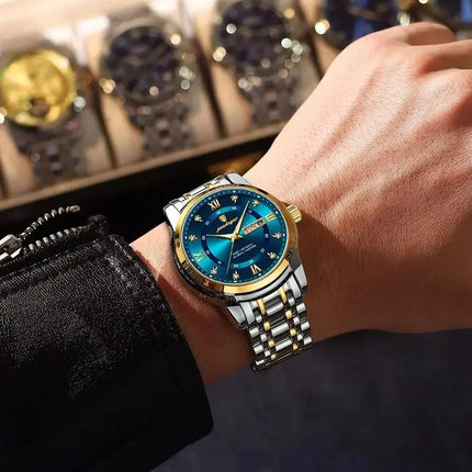 POEDAGAR Luxury Fashion Men's Wristwatch Waterproof Stainless Steel Luminous Trendy Men's Watch Date Week Men's Quartz Watches Reloj