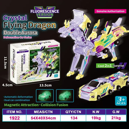 Car God Quick Transformation Toy Dinosaur Flying Dragon Combination Pegasus Unicorn Magnetic Collision Transformation Fun Toy