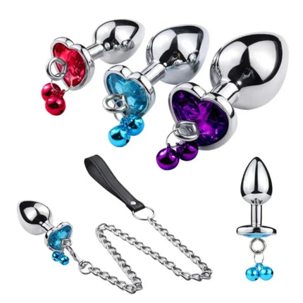 3 Size Metal Anal Plug Crystal and Bells Anus Dilator Sex Toys Bullet Stainless Steel Butt Plug Men Women Couples Adult Toys