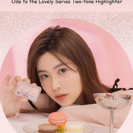 Flortte 2-color Double Texture Cream Highlighter Powder Matte Glossy Diamond Glitter Contour Brighten Palette Face Makeup Beauty