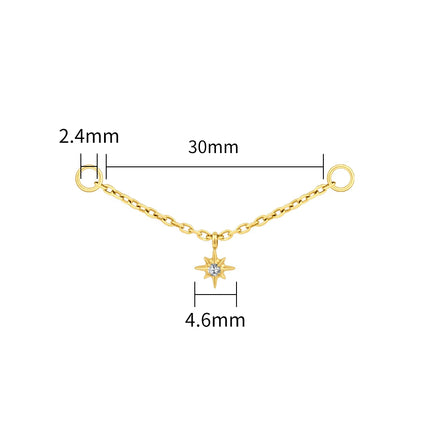 Right Grand ASTM F136 Titanium Dangle Star Chain Attachment Double Industrial Chain Connector Celestial Cartilage Conch Piercing