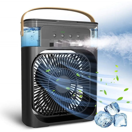 USB Mini Air Cooler Humidifier Fan Portable 3 Speed Mist Spray 7 Color LED Timer Desk Fan for Home Office Travel