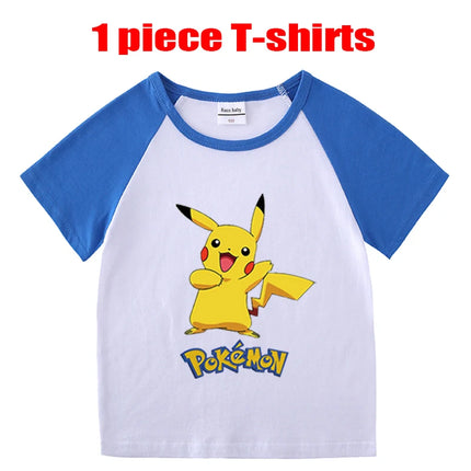 1/2 Pieces Pokemon Cartoon Tees For Boys Clothing Summer Children 100% cotton Short Sleeve T-shirts Printed T-shirt for girls
