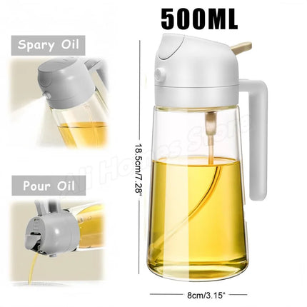 1/2PCS 500ml 2-in-1 Olive Oil Spray Dispenser Bottle Food Grade Oil Mister Sprayer Kitchen Cooking Air Fryer BBQ Camping Tools