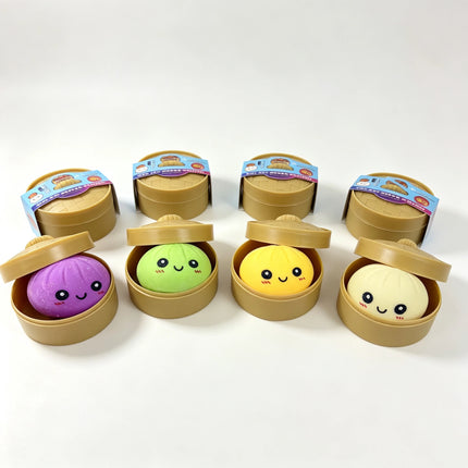 HOT Colorful Simulated Steamed Bun Squishy Blind Box 1-6pcs with Dumpling Sensory Squeeze Toy for Stress Relief