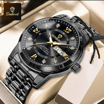 BINBOND Hot New Luxury Fashion Men's Watch Waterproof Luminous Week Date Sport Watch Men's Business Quartz Watch Relogio Masculino