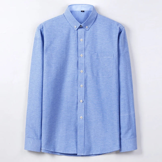 Men's Long Sleeve Shirt Oxford Woven Casual Non-Ironing Spring Summer Autumn Slim Top Comfortable Trend Fashion With White Shirt