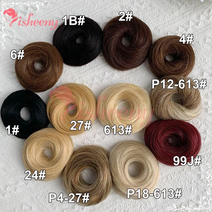 100% Human Hair Volumizing Bun Hairpiece, 10cm/4 Inch Elastic Scrunchie, Instant Fullness, Natural Finish, Assorted Colors