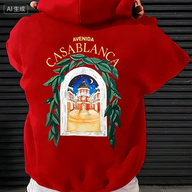 Fashionable and Simple Patterned Letter Print, Men's Trendy Casual Sports Hoodie, Loose and Comfortable Warm Hoodie
