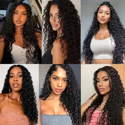 Feathered Deep Wave 240g for Full Head Miracle Knots Crochet 100% Human Hair for Boho Braids Pre-divided Wavy Bulk Hair Bundles