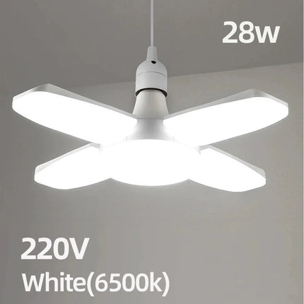 E27 Fan Foldable 28W LED Bulb AC220V Deformation Lamp for Home Ceiling Lights Warehouse Garage Office Cool White Pendant Light