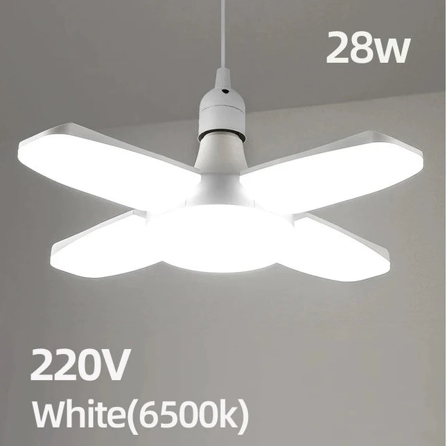 E27 Fan Foldable 28W LED Bulb AC220V Deformation Lamp for Home Ceiling Lights Warehouse Garage Office Cool White Pendant Light