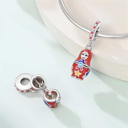 2025 Hot Sale Charmsred Little Girl The Nesting Doll Can Be Opened Dangle Pendants Fit Bangle Bracelet Necklace DIY Jewelry
