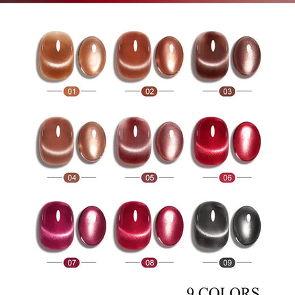 Cat Eye Enamel Ruby Glass Beads Nail Polish 9-Color Pop Cat Eye Enamel Solid Color Nail Polish Nail beauty Not Easy To Fade