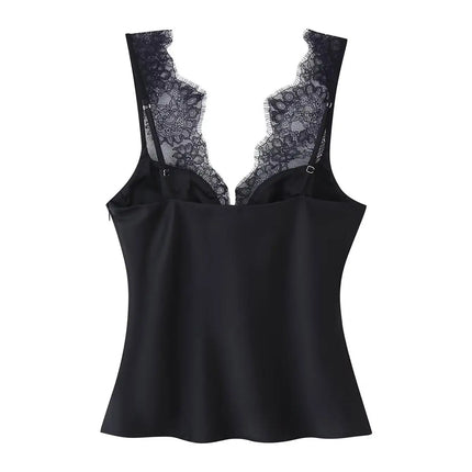 Women's Elegant Camisoles Sexy Splice Lace Sleeveless Sling Top Fashion Slimming Vintage Tank Top 2026 New Lady Street Wear