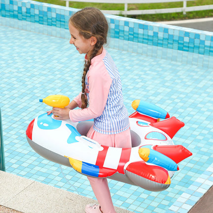 1PC Inflatable Rocket Boat Pool Floats with Mini Water Gun, Summer Swim Ring, Perfect for Summer Beach and Pool Parties