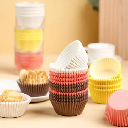 100pcs Disposable Muffin Cups Egg Tart Molds Heat Resistant Cupcake Cups Thickened Paper Cupcake Liners Tart Molds Baking Tools