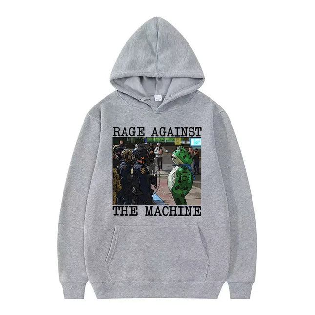 Portland Frog Protest Meme Frog Viral Meme Hoodie Men Women Fashion Clothing Pullover Long-sleeved Hip-hop Thick Sweatshirt Tops