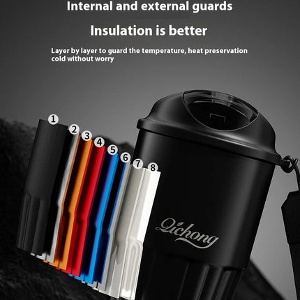 410ML Ceramic Liner Thermos Coffee Cup Travel Coffee Mug Vacuum Insulated Thermos For Coffee Thermal Cup Tumbler Christmas Gift