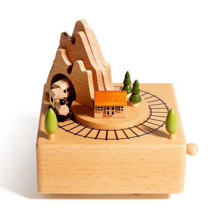 Wooden Material Wooden Carousel Music Box Ballet Dancing Girl Rotating Carousel Rotatable Music Box Vintage Style Retro Design