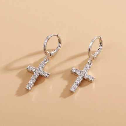 Hip Hop Ice Out Sparkling Round Inlaid Zircon Hypoallergenic Earrings for Men Women Fashion Cool Punk Rock Party Jewelry