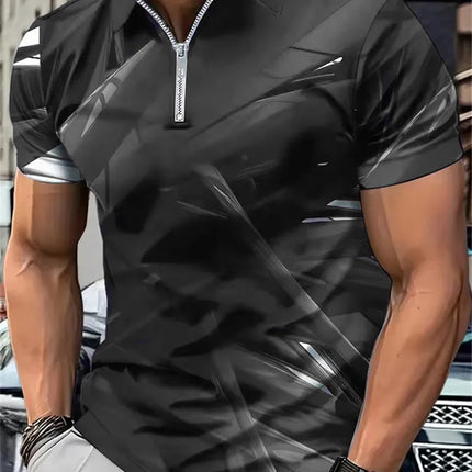 Fashion Tie-dye Men's Zippers Polos T-Shirts Short Sleeve Summer 3d Printed Street Gradient POLO Tee 6XL Plus Size Casual Tops